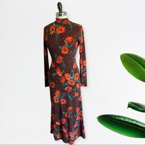 Free people floral fitted maxi dress